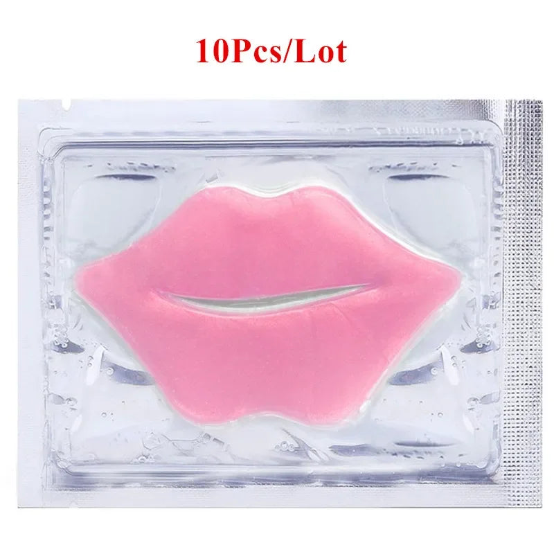 10Pcs Beauty Super Lip Plumper Pink Crystal Collagen Lip Mask Patches Moisturizing Hydrating Lips korean Cosmetics Skin Care