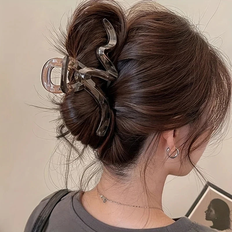 1 Acrylic Wave Hair Clip For Women - Fashionable And Elegant Hair Accessories - Hair Claw Headband - Hairstyle Shark Clip Gift