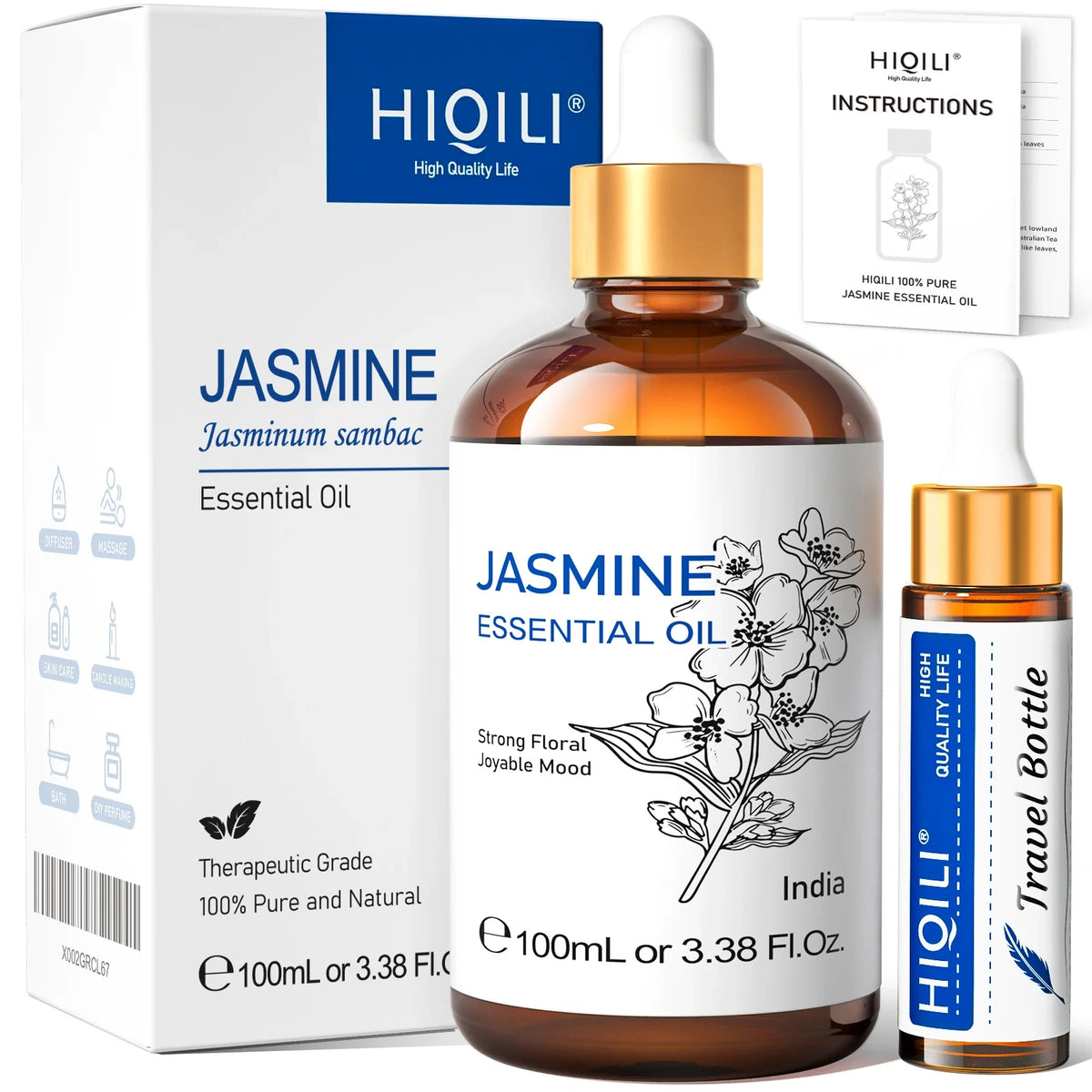 HIQILI 100% Pure Lavender Essential Oil 100ML Aromatherapy Diffuser Oil for Sleep Relaxation Diffuser Massage Skin Care