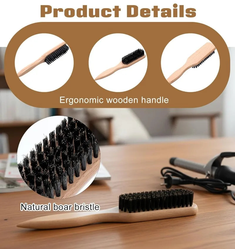 1/2Pcs Boar Bristle Hair Brush Leopard Print Pin Tail Comb Set Wooden Hair Brush Smoothing Teasing and Hair Styling Salon Use
