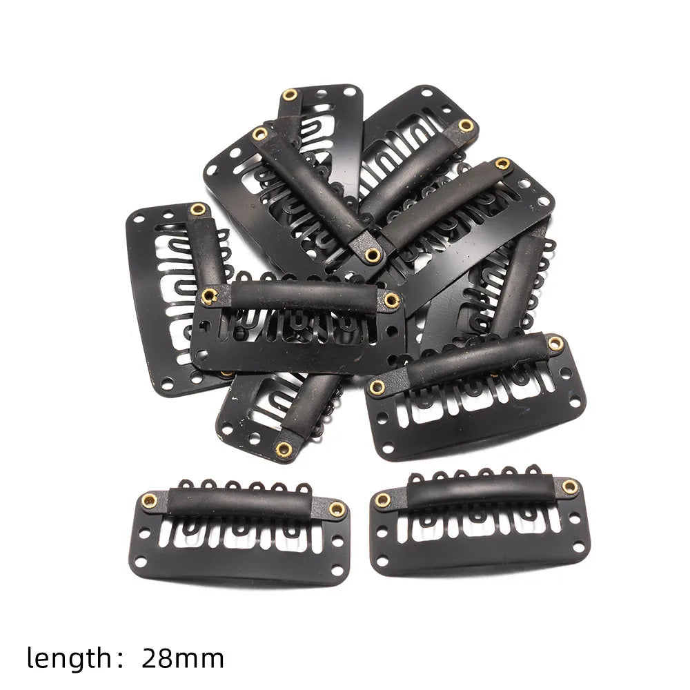 50Pcs/Lot U Shape Snap Clips Styling Flat Fixed Hair For Wigs Extensions Tool Back Silicone Accessories Metal 32mm Women Comb