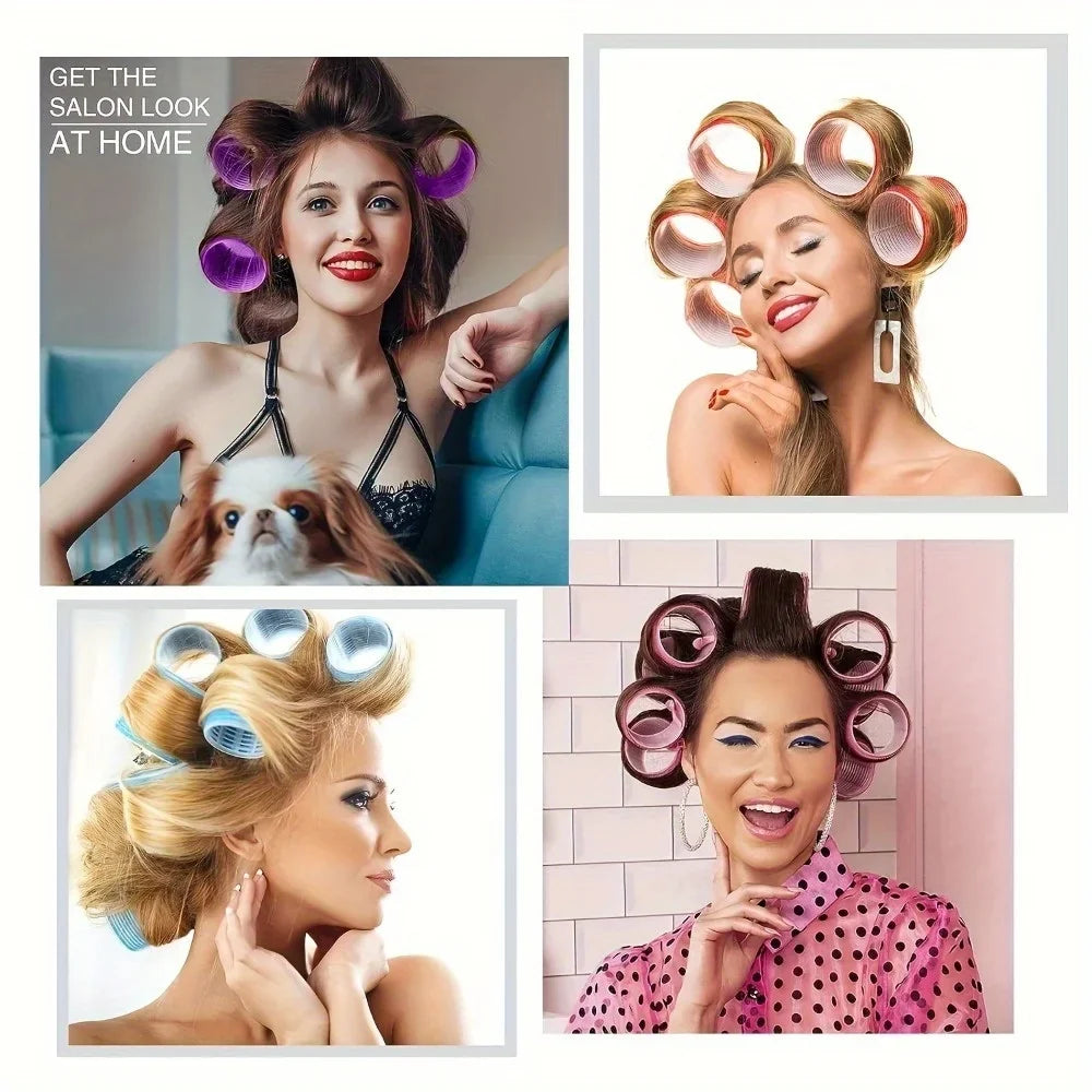 31Pcs Heatless Hair Curlers Set with 18 Self Grip Rollers 12 Clips Satin Nightcap for Overnight Natural Waves Styling Kit