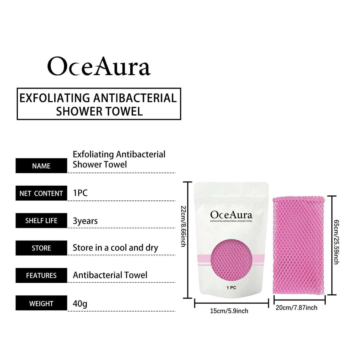 Back Scrubbing Towel Durable Exfoliating Body Towel Cleansing Skin Polishing Cloth Oil Control Dirt Removal Bath Accessories