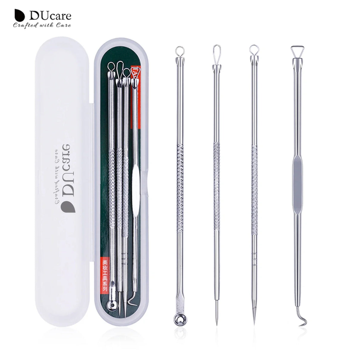 DUcare 4pcs Acne Blackhead Removal Needles Stainless steel Pimple Spot Extractor Acne Treatment Acne Needle Face Clean Care Tool