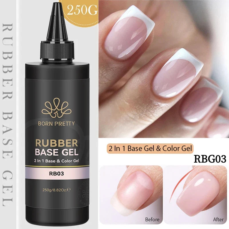 BORN PRETTY 250g Rubber Base Gel Refilled Package Jelly Milky White Nude Semi-Permanent Soak Off Self Leveling Construction Gel