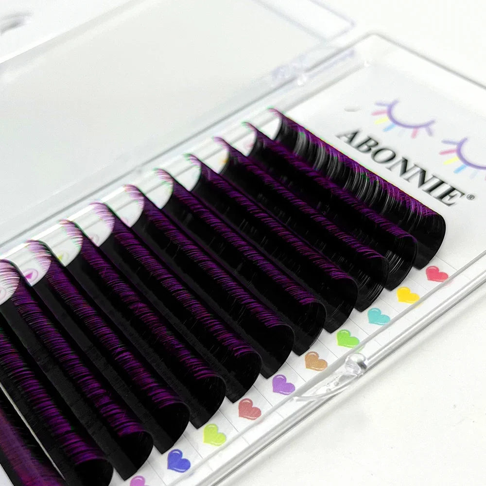 ABONNIE Burgundy Lashes Wine Red Colored Classic Eyelash Extensions Ombre Colorful Lashes