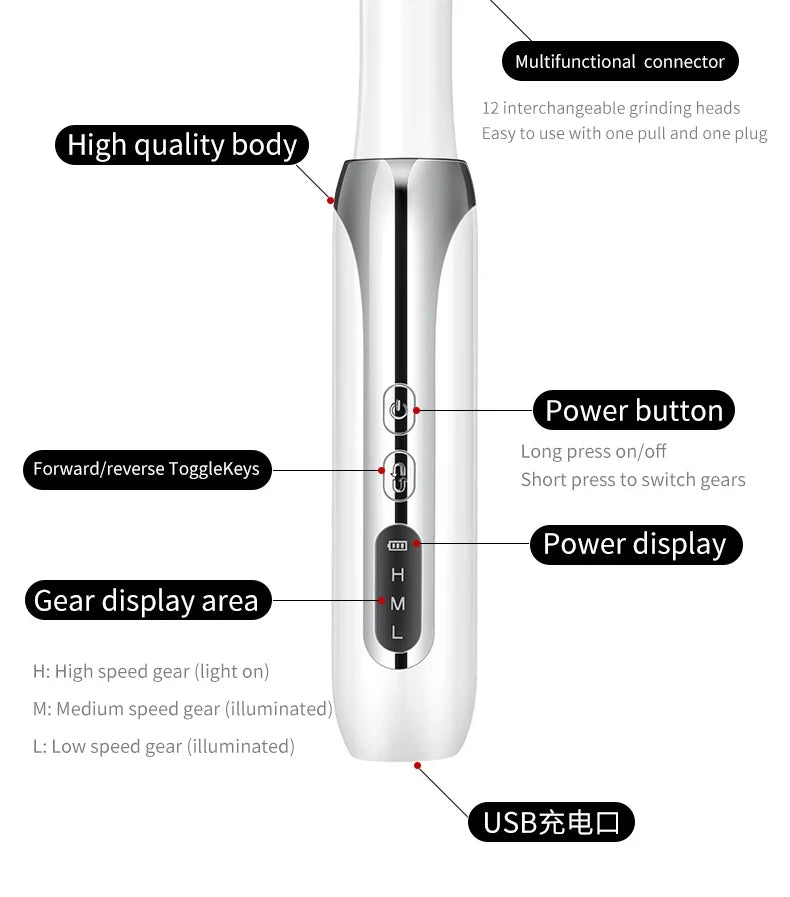 Electric Nail Polisher Drill Bits Professional Nails Grinding Polishing Dead Skin Removal Art Sanding File Pen Manicure Machine