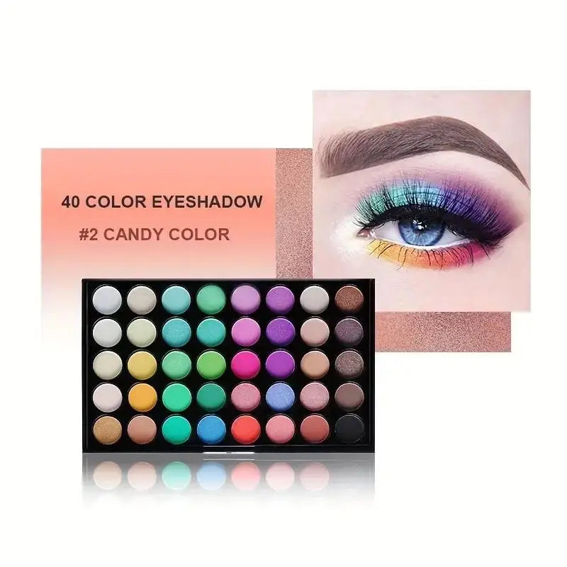40-Color Eyeshadow Palette with Brush, Long-Lasting and Versatile Shades, Portable Color Mixing Palette, Cosmetics, Perfect Gift