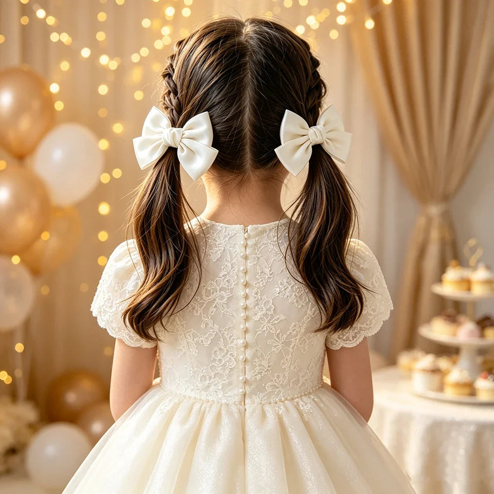 2PCS Matte Satin Large Bow Pair Hair Clips Solid Color Big Bow Barrettes Girls Wedding Birthday Party Daily Dress‑up Headdress