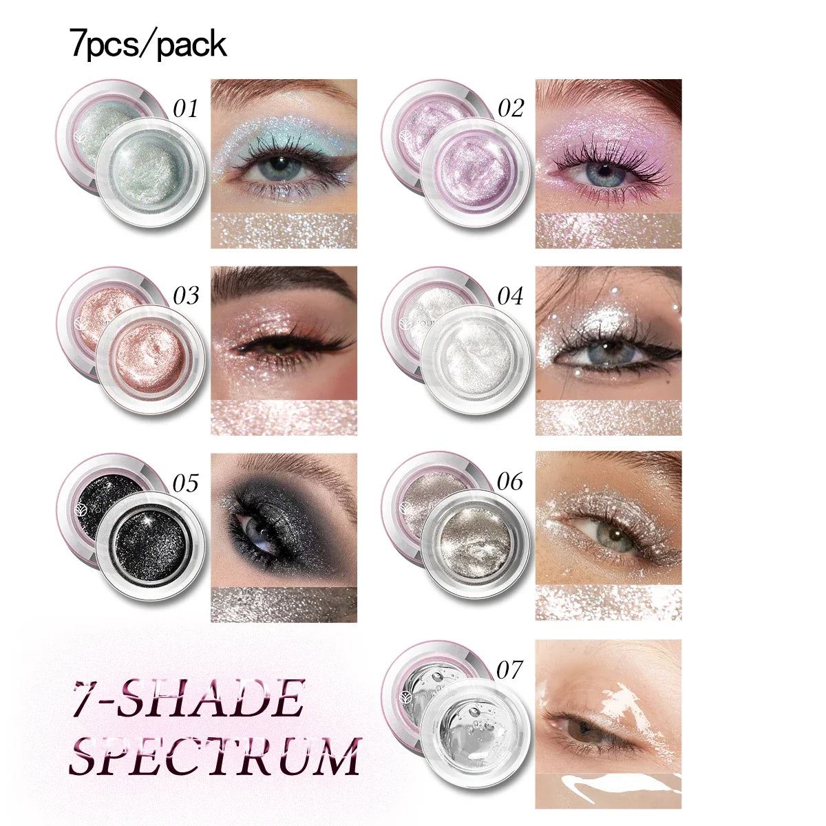 7 Color Liquid Eyeshadow Waterproof, non-sticky  rmt Highlighter & smoky eyeshadow with vivid color payoff Cosmetics