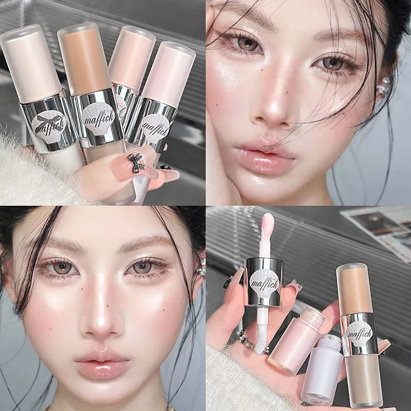 Double-head Liquid Matte Contour Highlighter Glimmer Natural Bronzer Contouring Stick Waterproof Gray Brown Nose Shadow Makeup