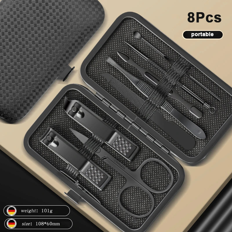 8/12/15/20/24 pcs Manicure Cutters Nail Clipper Set Household Stainless Steel EarSpoon Pedicure Scissors Tool For Beauty