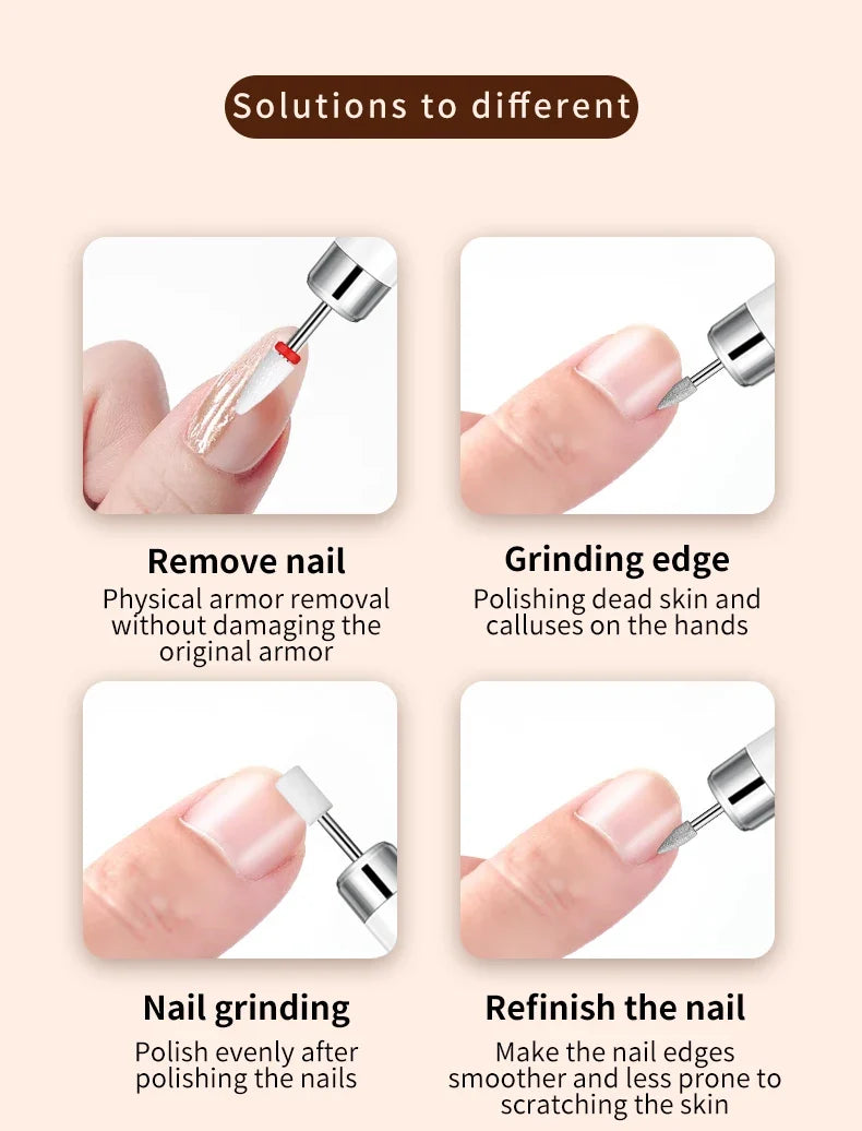 Electric Nail Polisher Drill Bits Professional Nails Grinding Polishing Dead Skin Removal Art Sanding File Pen Manicure Machine