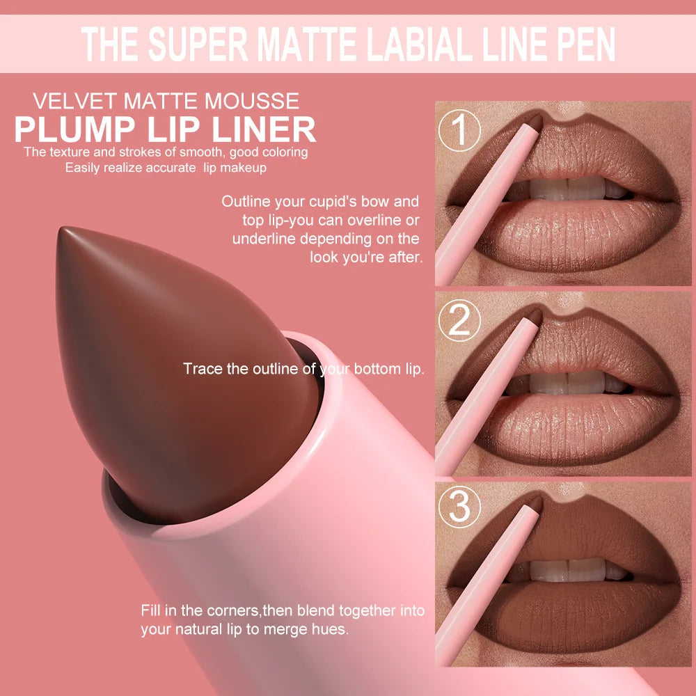 DUNUF 12 Color Matte Lip Liner Pencil Set Waterproof Smudge Proof Long Lasting Vegan Cruelty Free Lipstick Makeup Kit