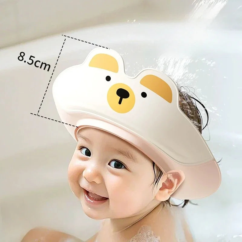 Adjustable Children Shampoo Cap Dinosaur Baby Shower Cap Cartoon Bath Visor Infant Hair Shield Ear Protection Waterproof