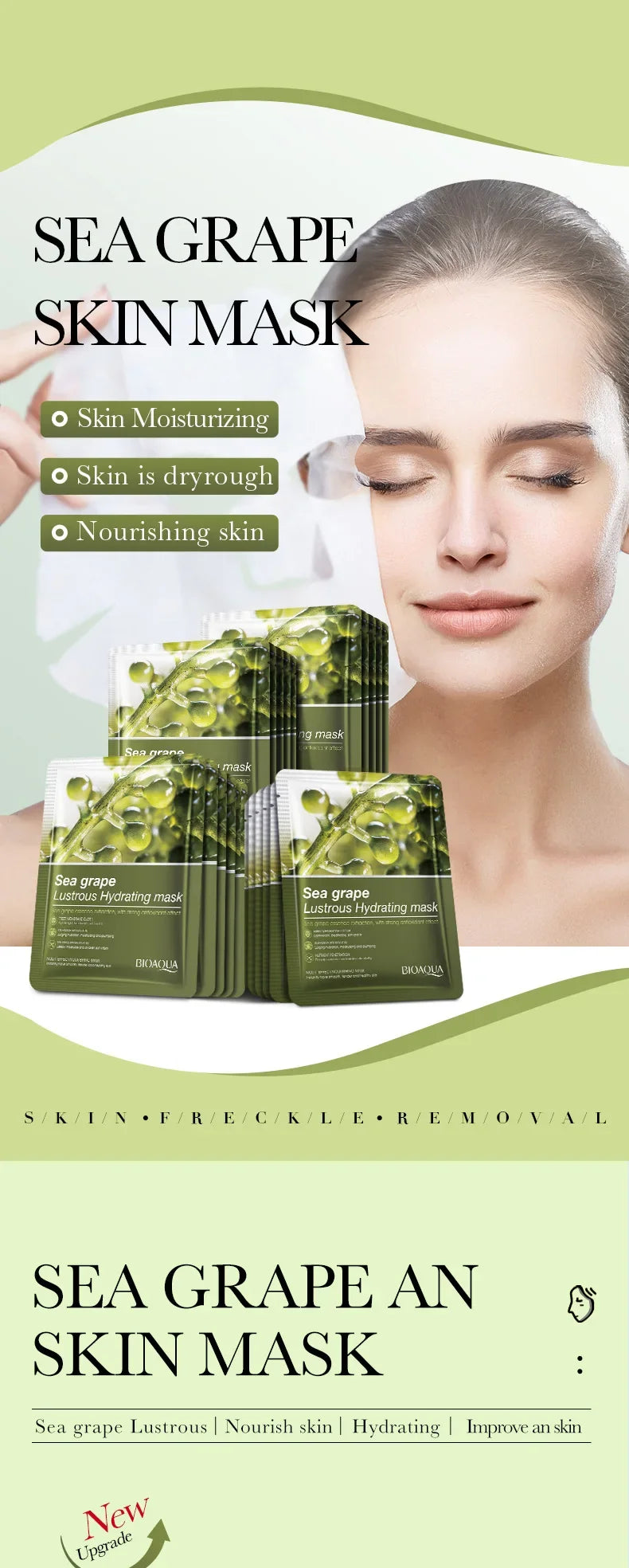 6/12pcs BIOAQUA Caviar Grape White Truffle Face Mask Anti Wrinkle skincare Moisturizing Hydrating Facial Masks Skin Care