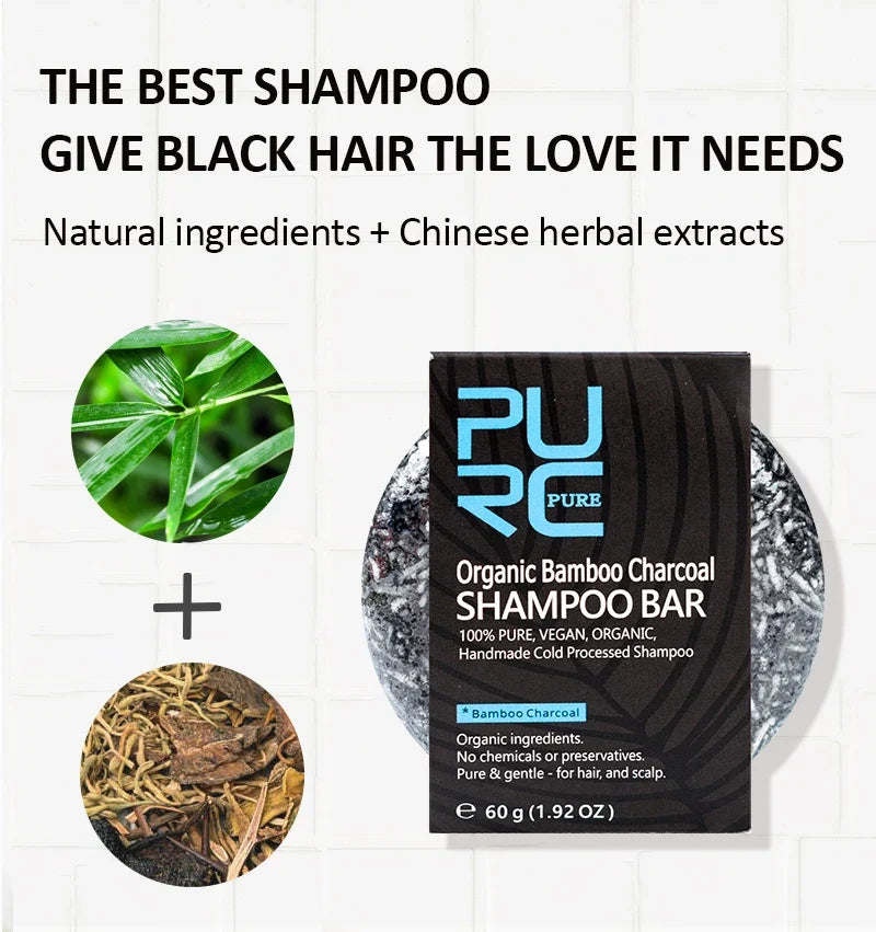 Bamboo Charcoal Clean Detox Shampoo Soap Bar Repair Gray White Hair Color Dye Treatment Nourishing Hair Scalp Treatment 60g