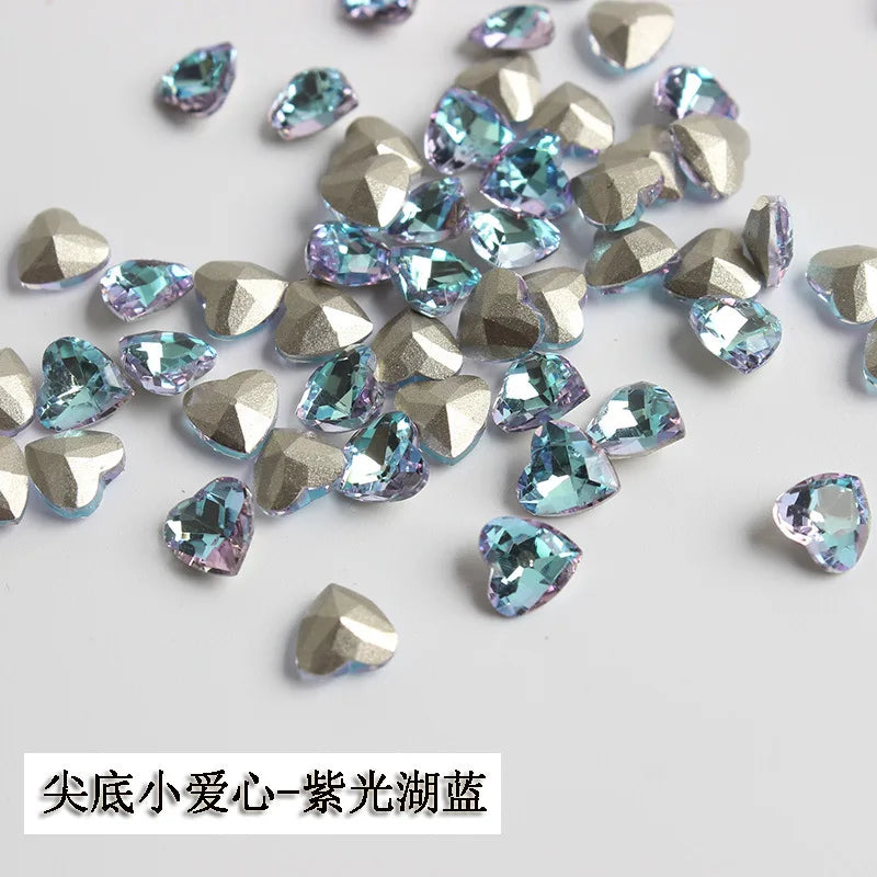 K9 100pcs 6mm Small Heart DIY for phone shell,Nail,Bag,Clothes 3D Diamond Stone Decoration Glitter Manicure Jewelry Accessories