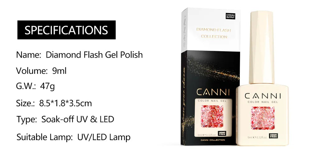 CANNI Cat Eye Gel Nail Polish TPO Free Galaxy Glitter Diamond Sparkle Gorgeous Color Soak Off UV LED Gel For Man Nail Design Gel