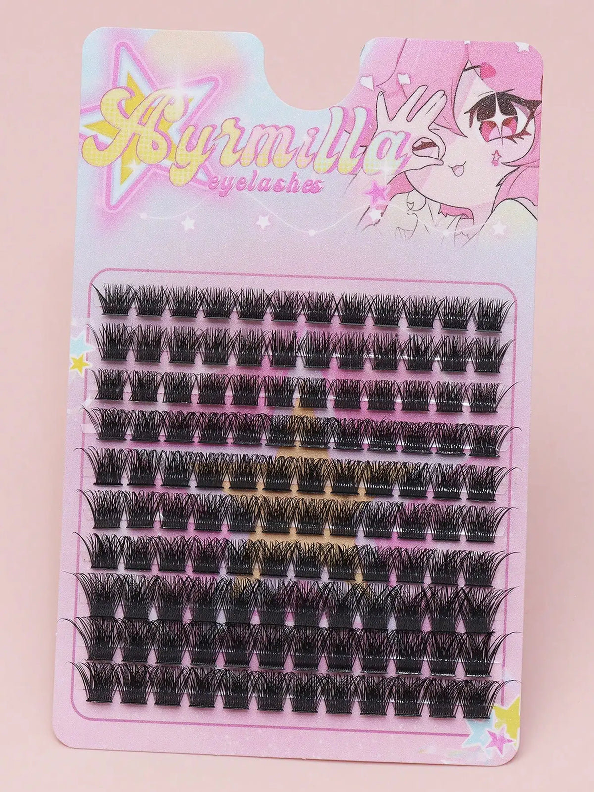 Ayr 80PCS C Curl Brown Style Eyelash Extension Winged Individual Lashes Natural Segmented Eyelash Bundles Makeup Tools