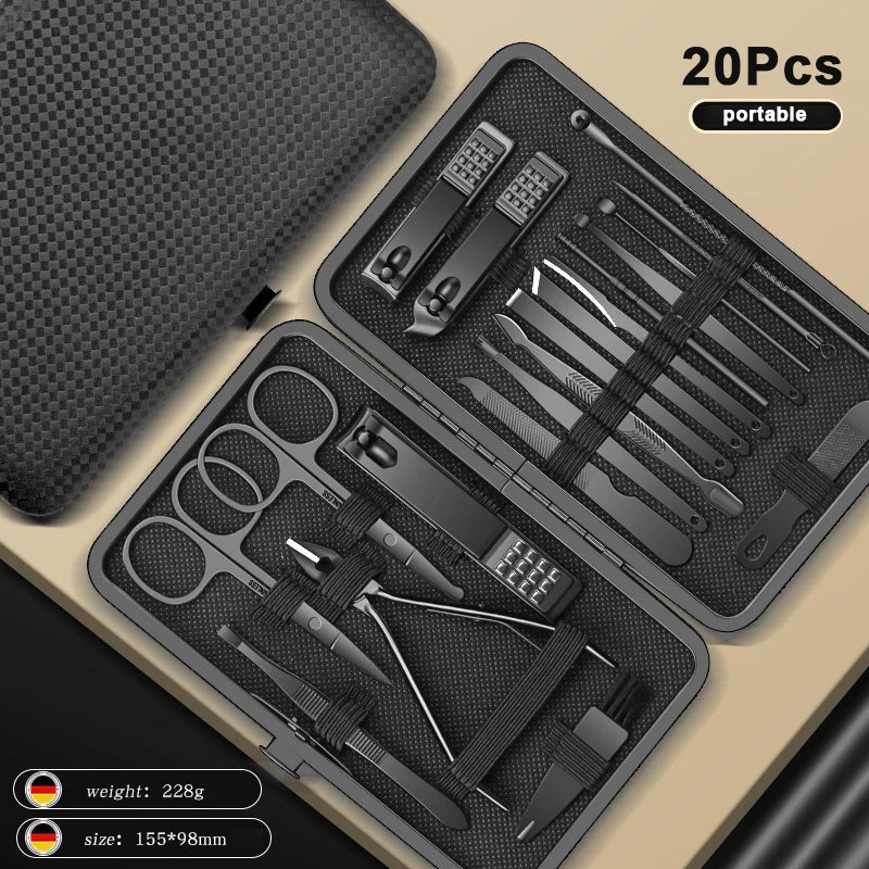 8/12/15/20/24 pcs Manicure Cutters Nail Clipper Set Household Stainless Steel EarSpoon Pedicure Scissors Tool For Beauty