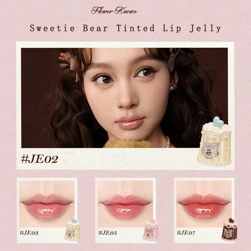 FLOWER KNOWS THE SWEETIE BEAR COLLECTION Coating Lip Jelly SOFT LIP STICK,Hydrating Gloss,Moisturizing Tint,Shine & Glow Finish