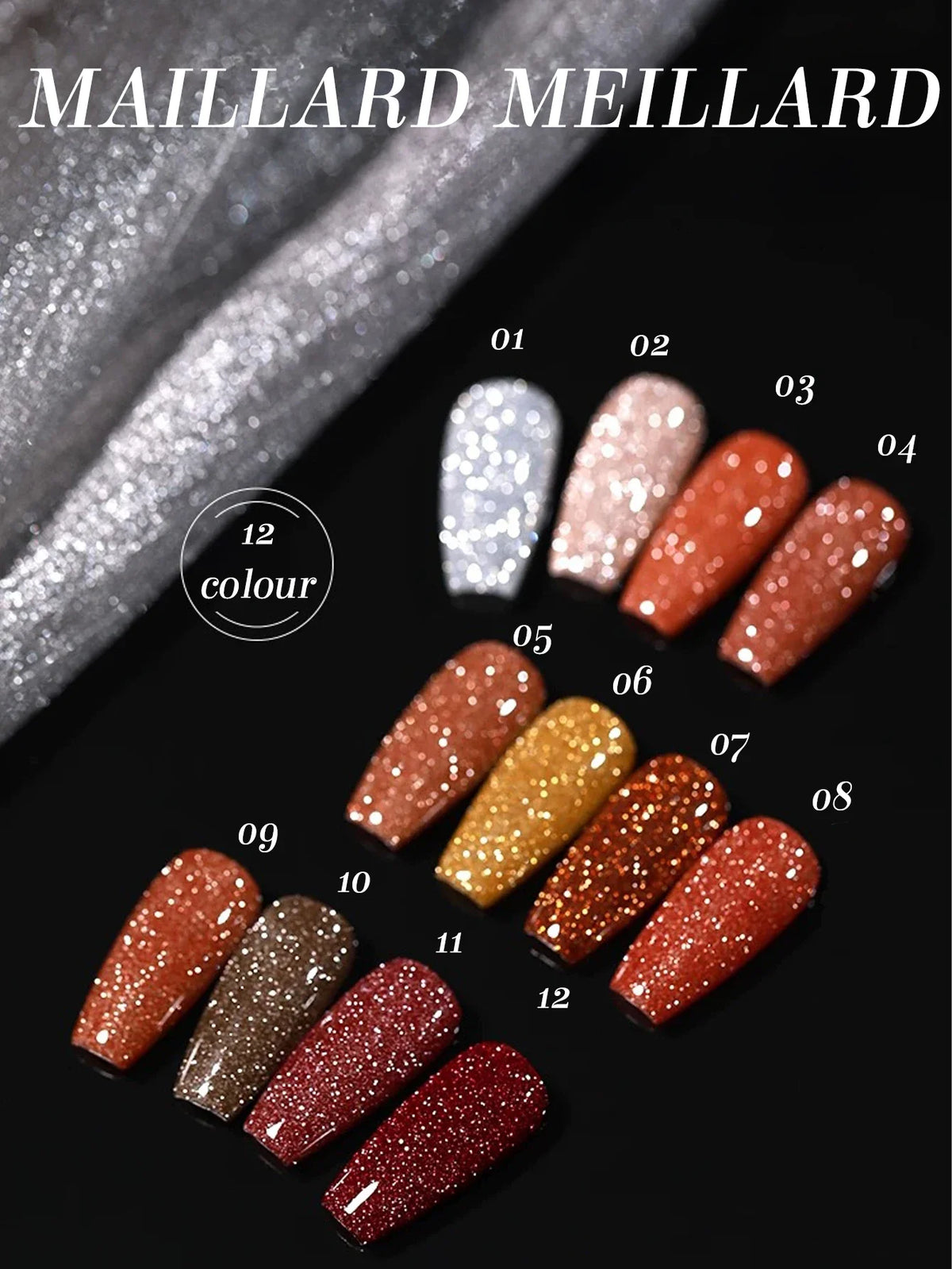 1-12pcs Wine Red Flash Crushed Strobe High Density Diamond Glitter Gel Nail Polish Black Nails Red Nails White Nails