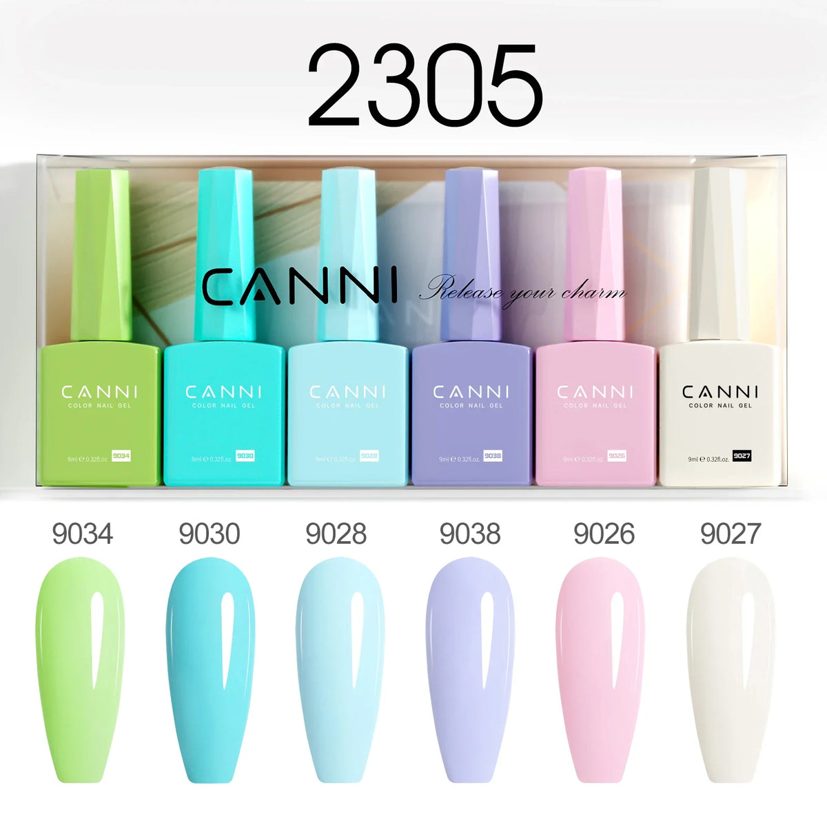 9ml CANNI CC8 HEMA FREE Nail Gel Polish Kit Nail Manicure Full Coverage Solid Color Summer Nails Soak off UV LED Nail Gel Set