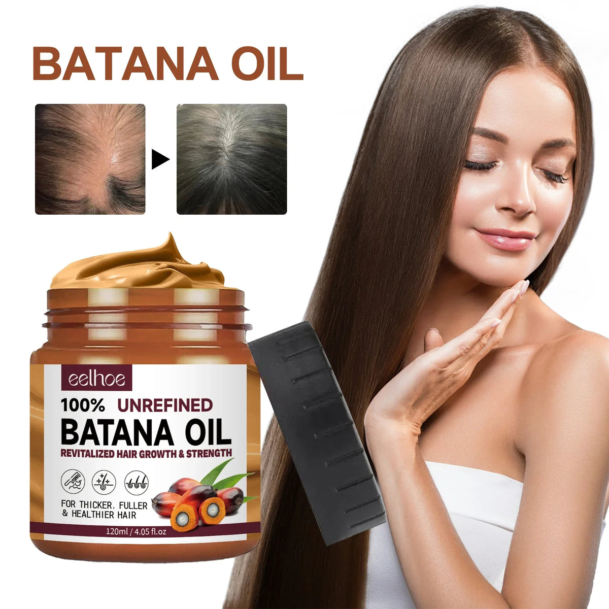 100% Pure Organic Hair Mask Batana Oil Hair Growth Oil Natural Treatment Nourish Reduce Hair Loss Anti-Breakage Hair Products