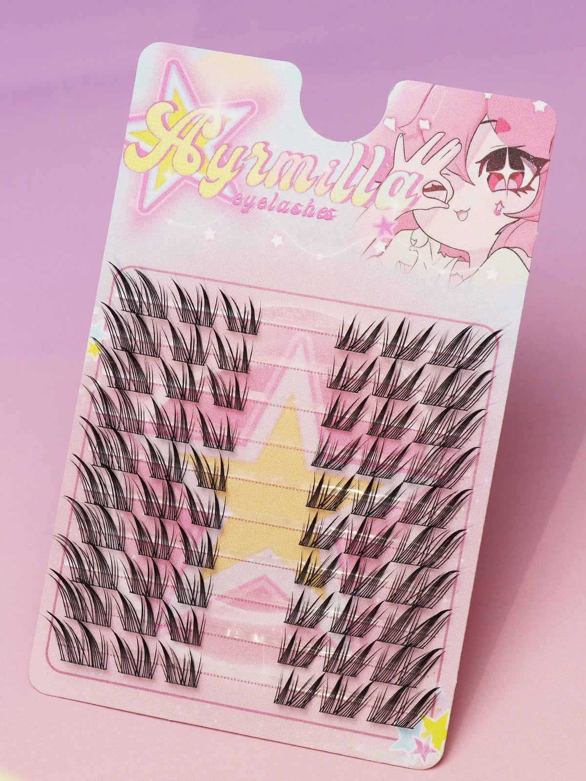 Ayr 80PCS C Curl Brown Style Eyelash Extension Winged Individual Lashes Natural Segmented Eyelash Bundles Makeup Tools