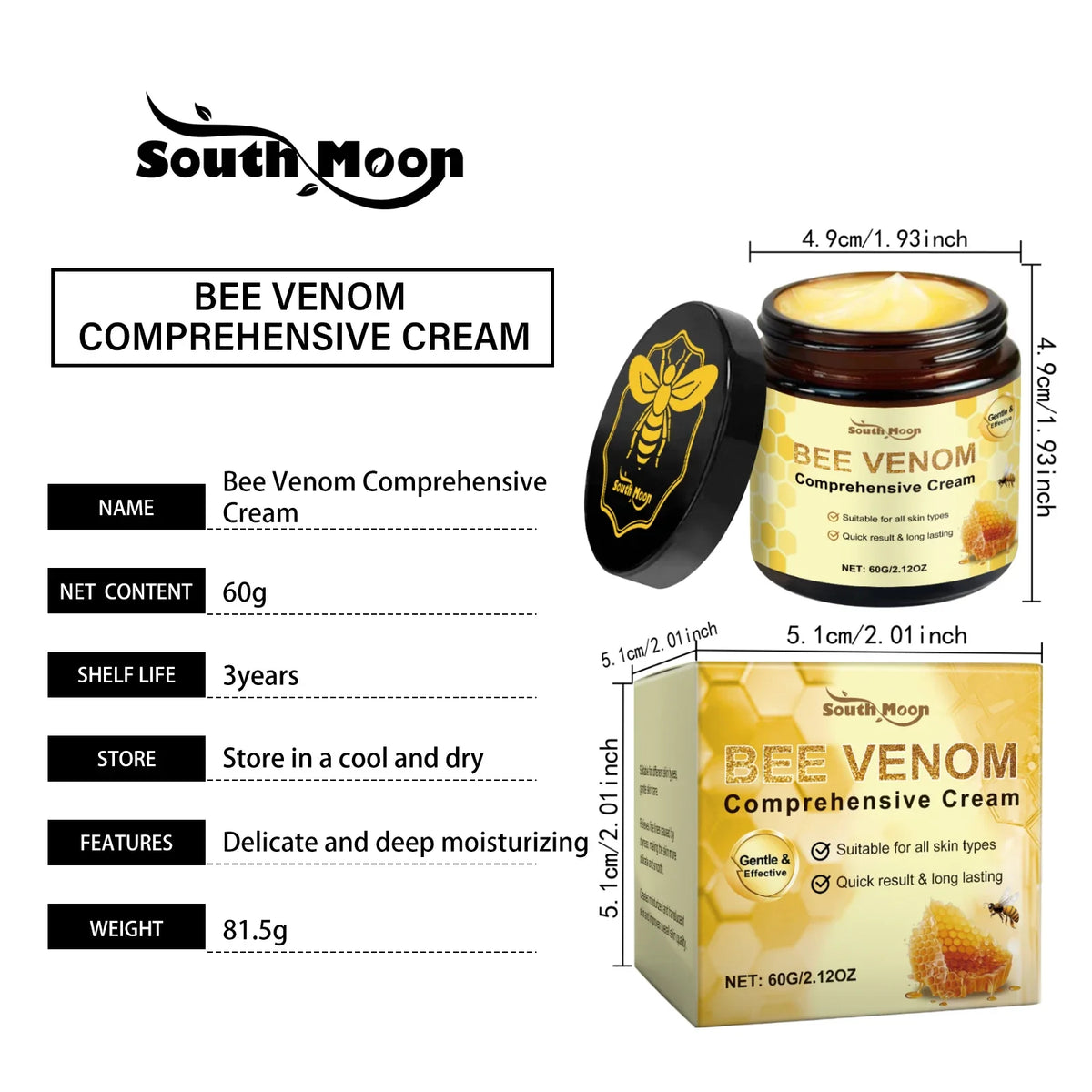 Bee Venom Skin Moisturizer Nourish Dryness Skin Anti Cellulite Firming Brightening Smoothing Body & Face Care Creams Non-Greasy