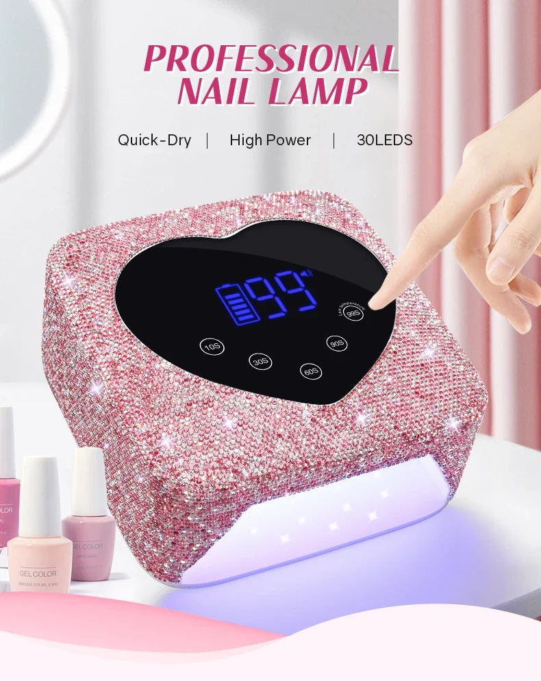 72W Cordless UV Nail Lamp Rechargeable 30 LEDs Nail Dryer with 5 Timer Settings UV Cabin Manicure Light for Nails Nail Art Tools