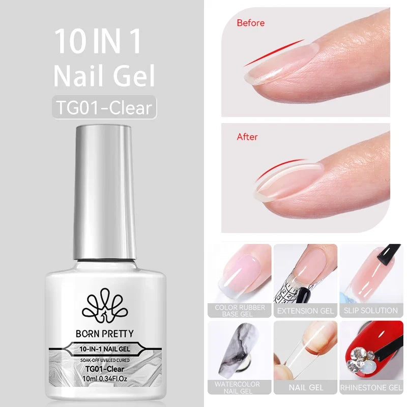 BORN PRETTY 10ml Clear Blooms Gel Polish UV LED Soak Off Nail Art Polish for Spreading Effect Marble Nail Polish Gel Painting