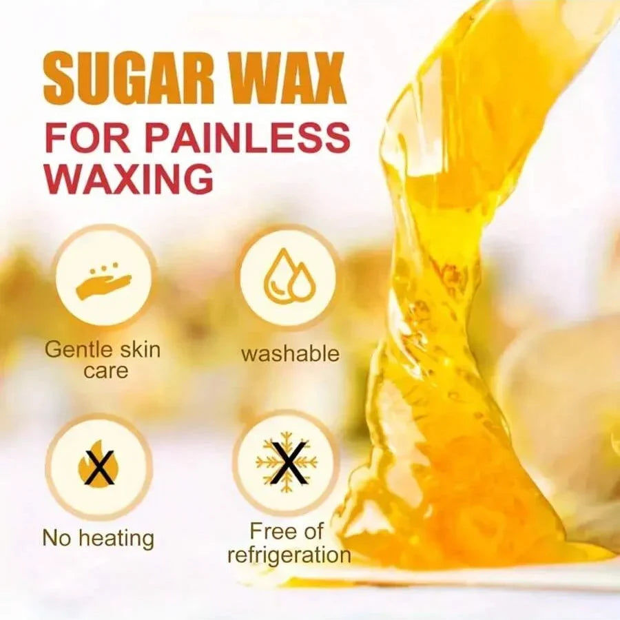 60g Sugar Wax Kit, Eyebrow Waxing Set, Travel & Home Use Sugar Wax Kit for Women's Eyebrows, Face and Upper Lip Hair Removal