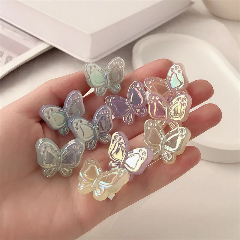 10Pcs/Lot Girls Hair Accessories Colorful Butterfly Hairpin Fairy Side Bangs Front Duckbill Plaited Hair Clip Children Headdress
