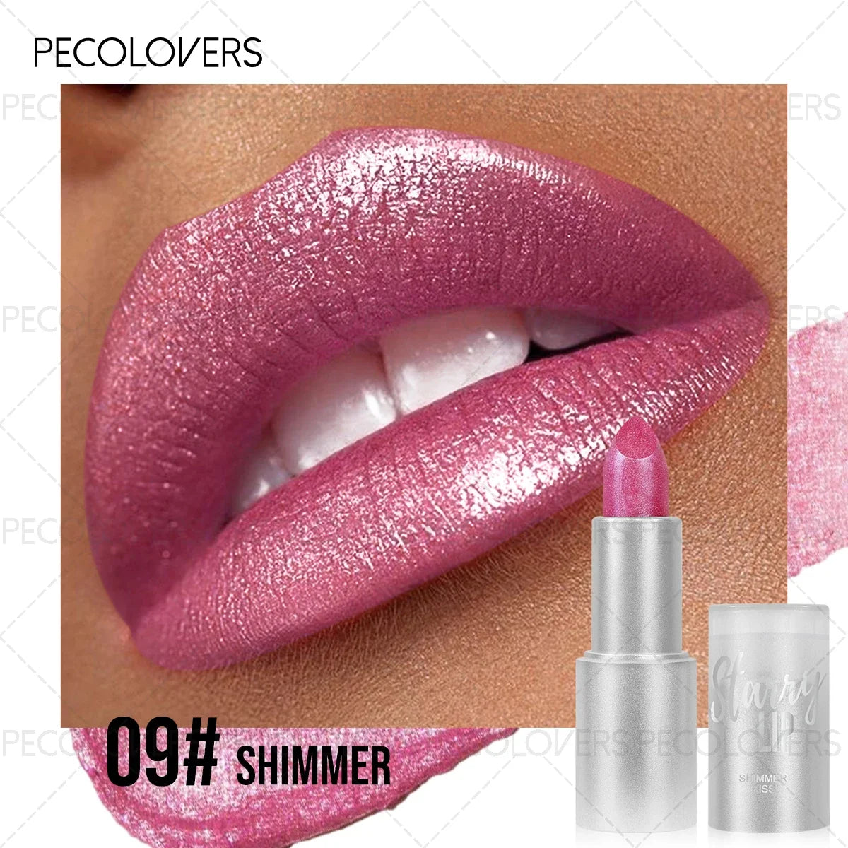 1PC Moisturizing Pearlescent Shimmer Lipstick, Glittering Purple/pink Tones, Soft Texture, Non-stick Cups, Silky, Christmas Gift