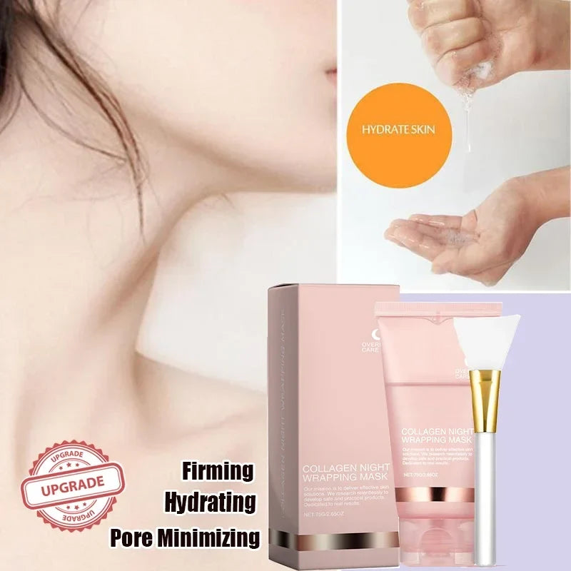 Collagen Peel-off Mask Night Wrapping Facial Mask Deeply Moisturizing Hydrating Firming Skin Facial Mask Daily Face Skin Care