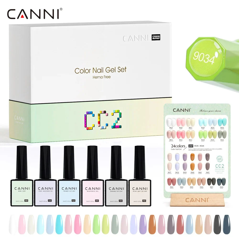 9ml CANNI CC8 HEMA FREE Nail Gel Polish Kit Nail Manicure Full Coverage Solid Color Summer Nails Soak off UV LED Nail Gel Set