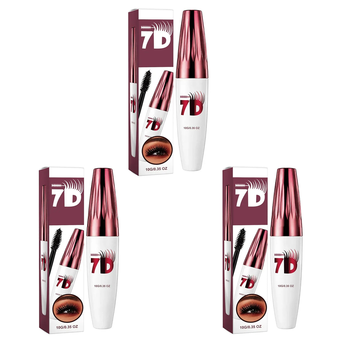 7D Volumizing & Curling Black Mascara – Smudge-Proof, Natural Lash Lift & Curl, Flake-Free, Non-Clumping, Waterproof Eye Makeup