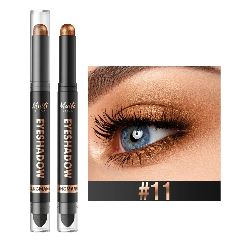 1PC Glitter Brown Eyeshadow Pen Smoky Eyes Makeup Long Lasting Shimmer Matte Lying Silkworm Eyeshadow Pencil Highlighter Stick