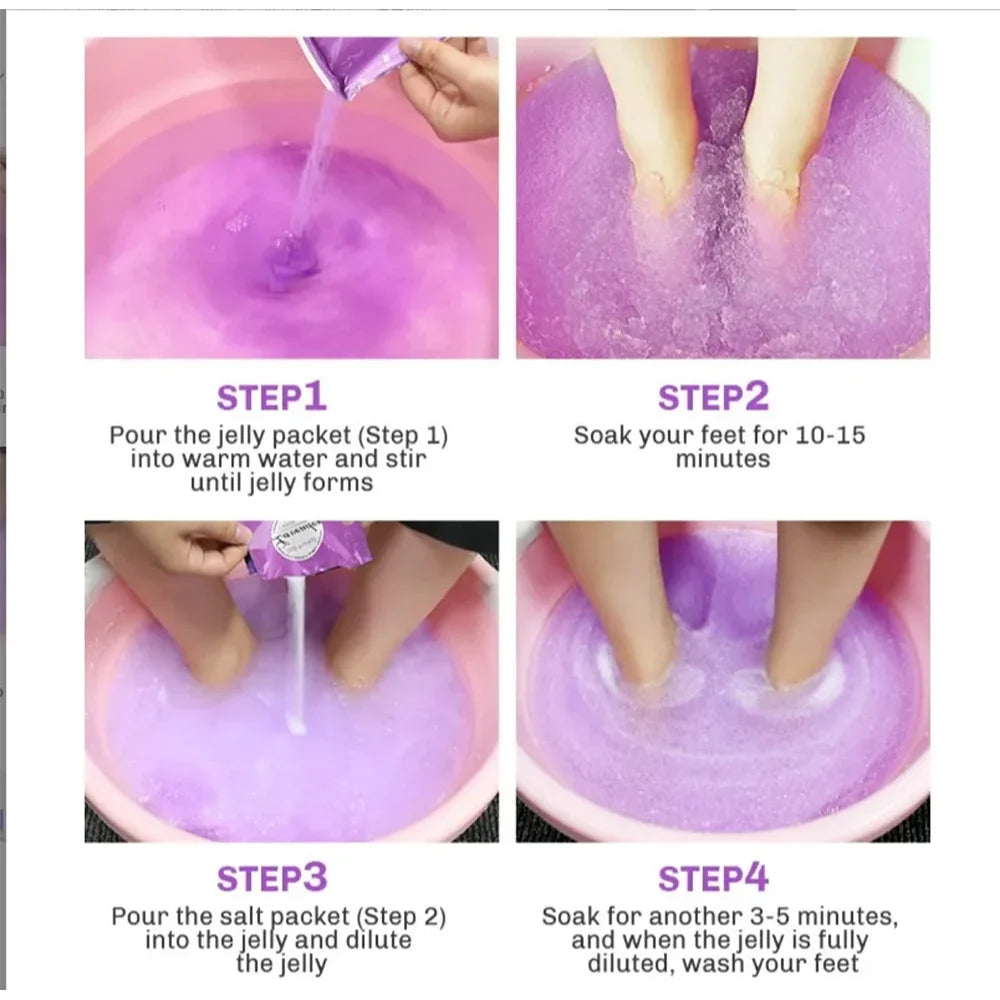 15Sets Pedicure Jelly Foot Soak Kit 4 in 1 Salt Soak Sugar Scrub Moisture  Mask Massage Cream for Salon Spa