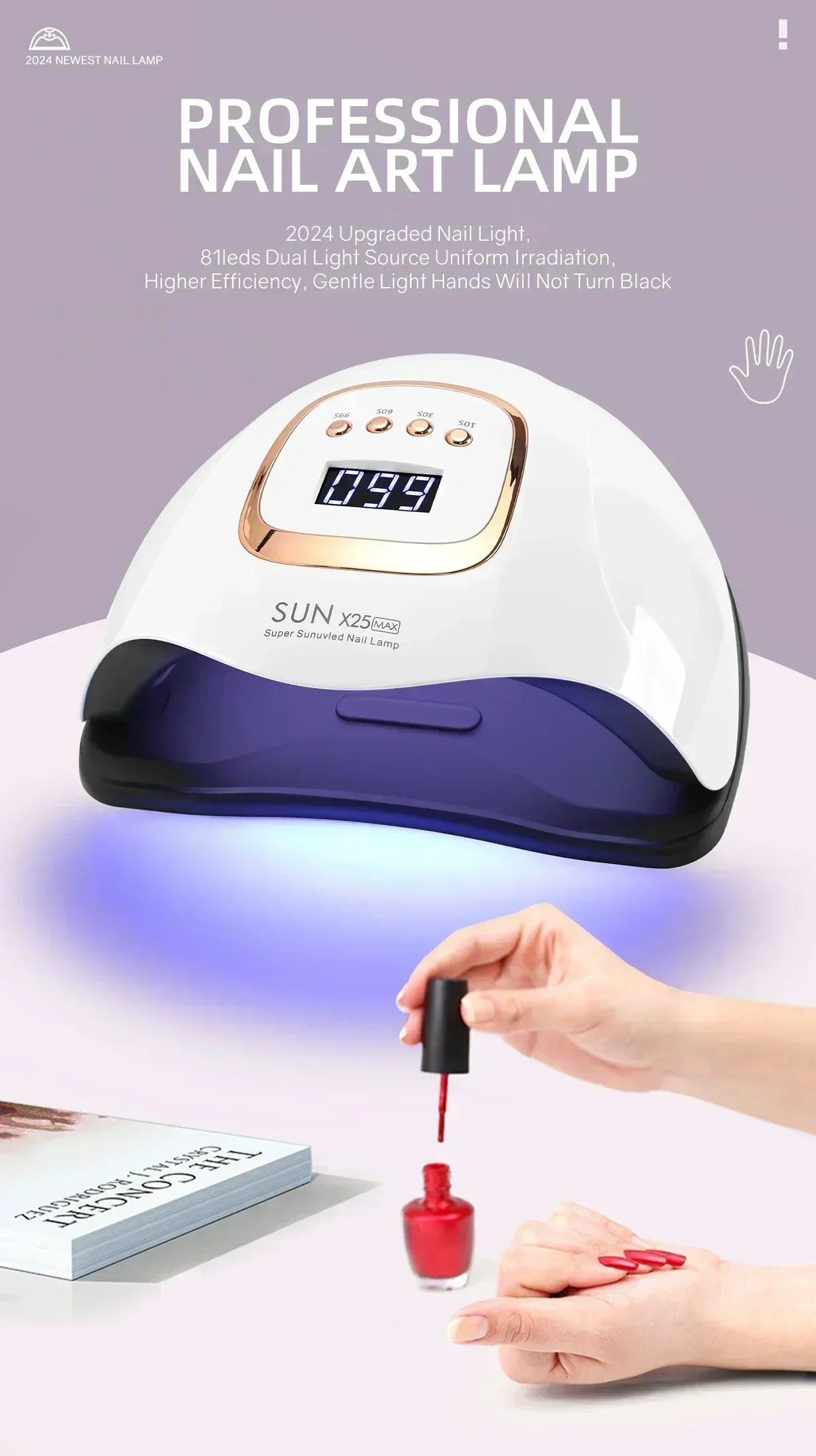 Auto‑sensor UV LED Manicure Lamp,380W Timed Nail Dryer for Home‑salon Gel‑polish Quick Curing Work
