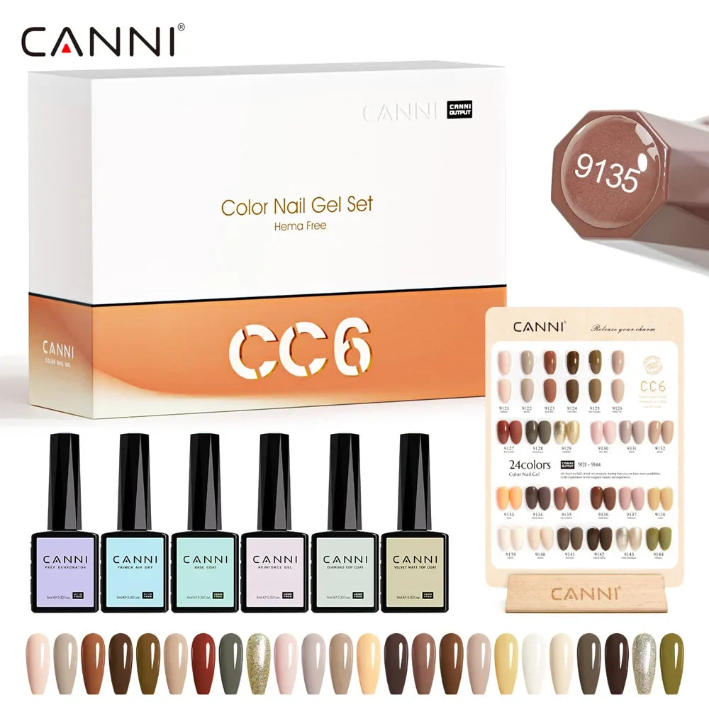9ml CANNI CC8 HEMA FREE Nail Gel Polish Kit Nail Manicure Full Coverage Solid Color Summer Nails Soak off UV LED Nail Gel Set