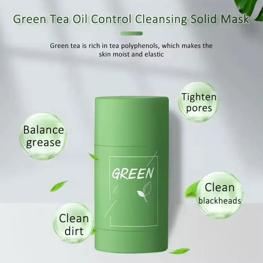 Green Tea Eggplant Solid Mask Deep Cleansing Oil Control Balance Antioxidan Shrink Pores Remove Blackheads Refreshing  Mud Mask