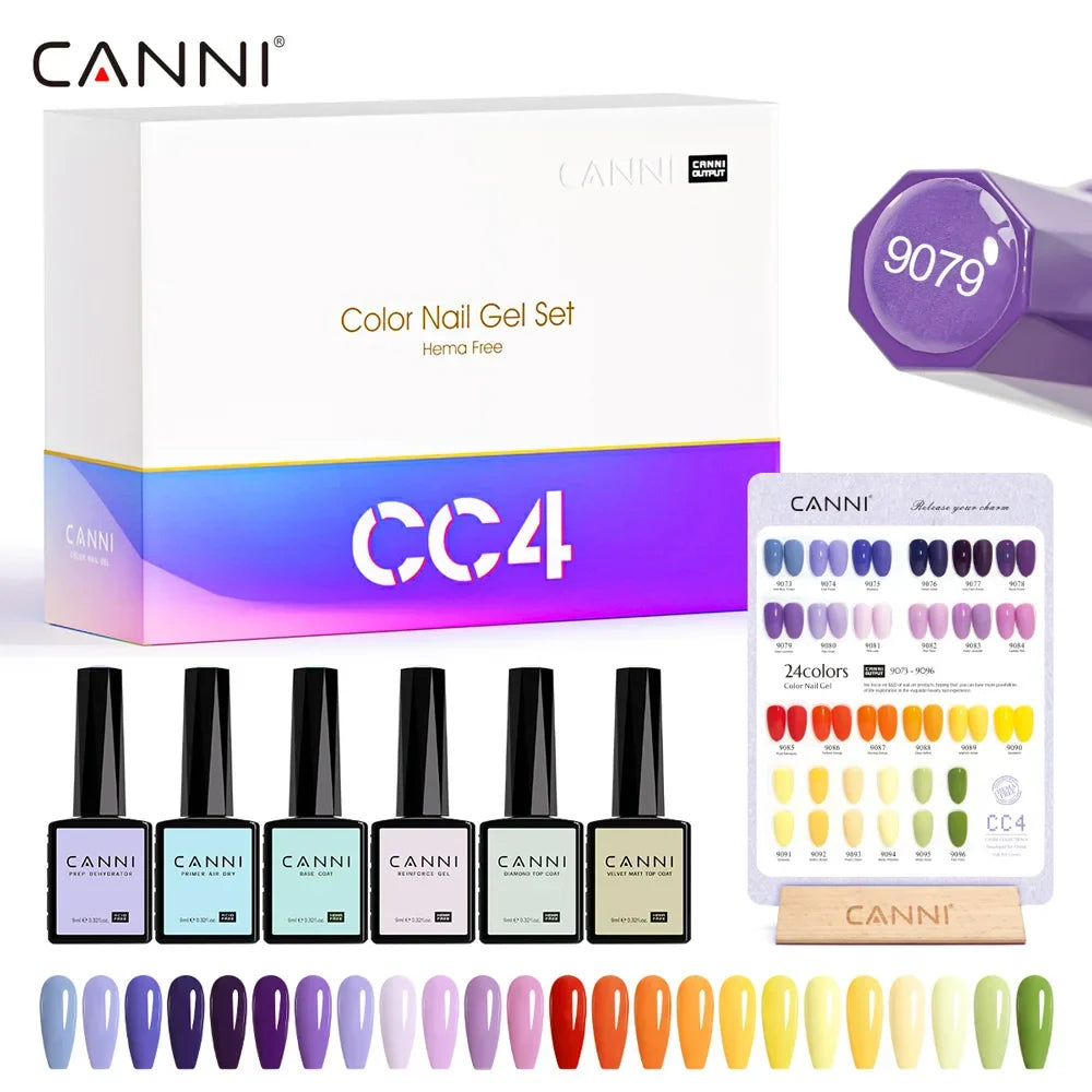 9ml CANNI CC8 HEMA FREE Nail Gel Polish Kit Nail Manicure Full Coverage Solid Color Summer Nails Soak off UV LED Nail Gel Set