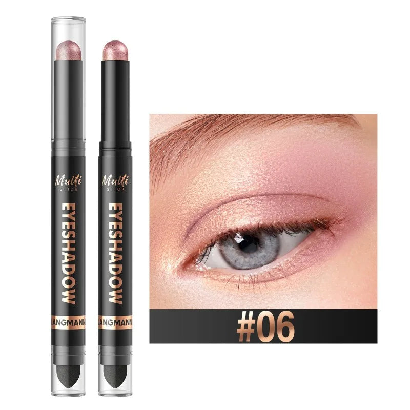 1PC Glitter Brown Eyeshadow Pen Smoky Eyes Makeup Long Lasting Shimmer Matte Lying Silkworm Eyeshadow Pencil Highlighter Stick
