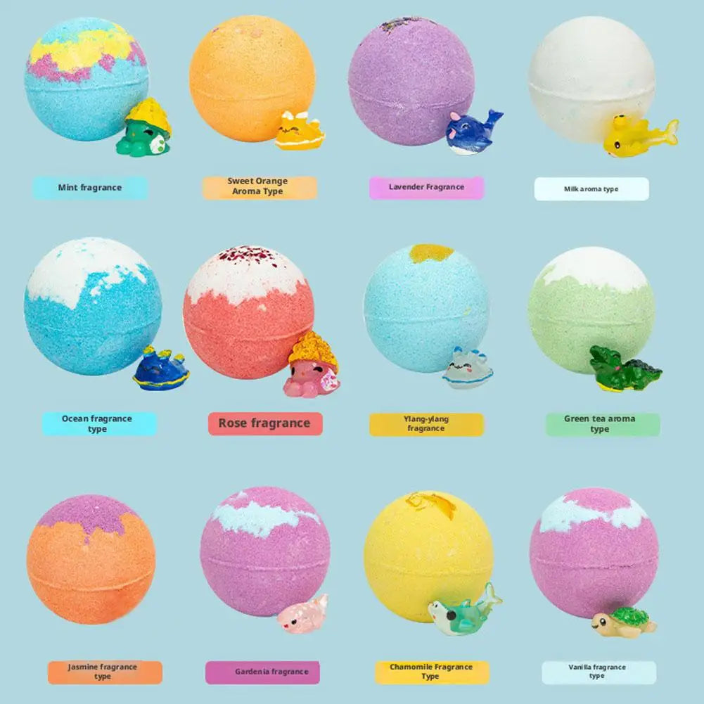 Kids Bath Bombs with Surprise Inside, Fizzy Spa Balls Gift Set with Animal Toys, Educational, Fun Relaxing Holiday Gift for Kids
