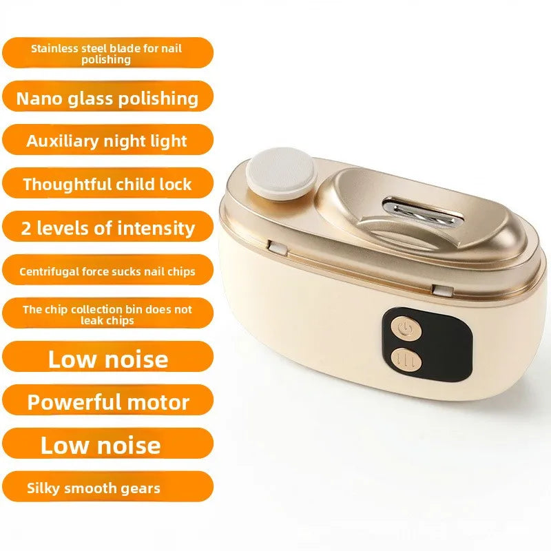2 in 1 Electric Nail Clippers Manicure Anti-Splash Nail Trimmer for Baby Finger Toe Scissors Pedicure Thick Nails Cutter Tools