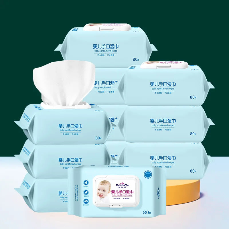 80pcs Baby Specific Cleaning Wipes Baby Hand and Mouth Wet Wipes Portable Moisturizing Face and Hand Wipes On the Go Skin Care