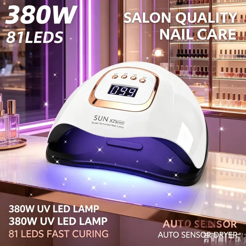 Auto‑sensor UV LED Manicure Lamp,380W Timed Nail Dryer for Home‑salon Gel‑polish Quick Curing Work
